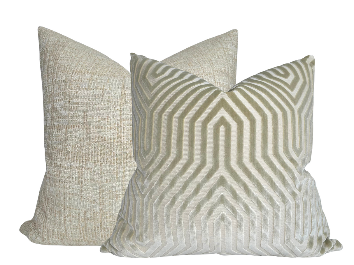 Vanderbilt Pillow Cover in Greige, Schumacher Textiles