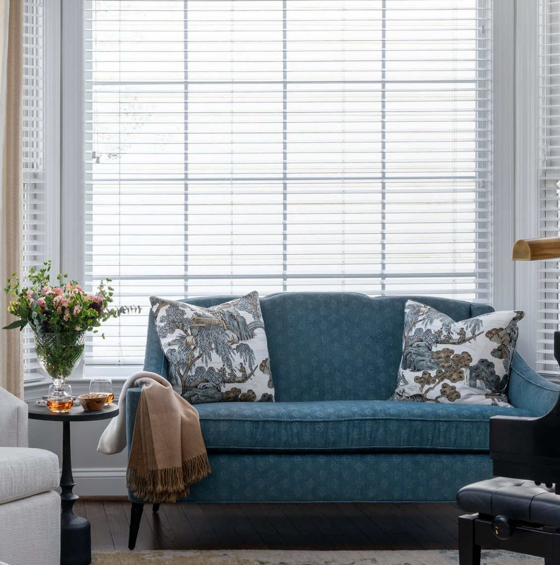 Asian Scenic Pillow Cover in Grey