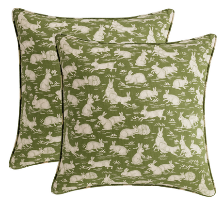 Cottontails Pillow Cover in Sage Green, Schumacher Textiles