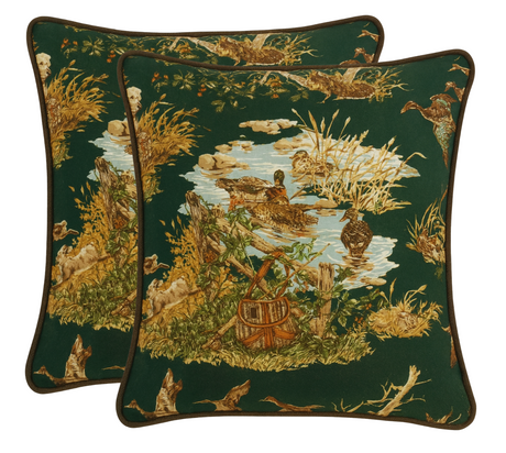 Dog and Duck Pillow Cover in Verdant, Schumacher Textiles