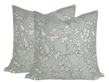 Aylin Floral Pillow Cover in Eucalyptus, Villa Nova Textiles