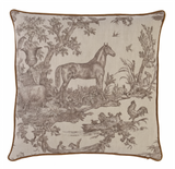 Western Toile Pillow Cover in Sepia Brown, Schumacher Textiles