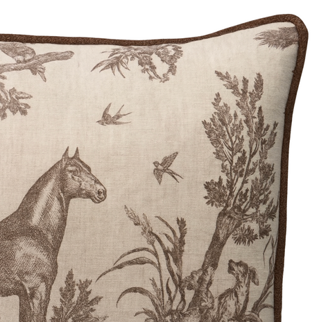 Western Toile Pillow Cover in Sepia Brown, Schumacher Textiles