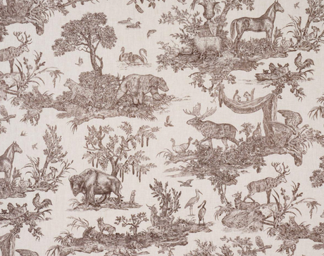 Western Toile Pillow Cover in Sepia Brown, Schumacher Textiles