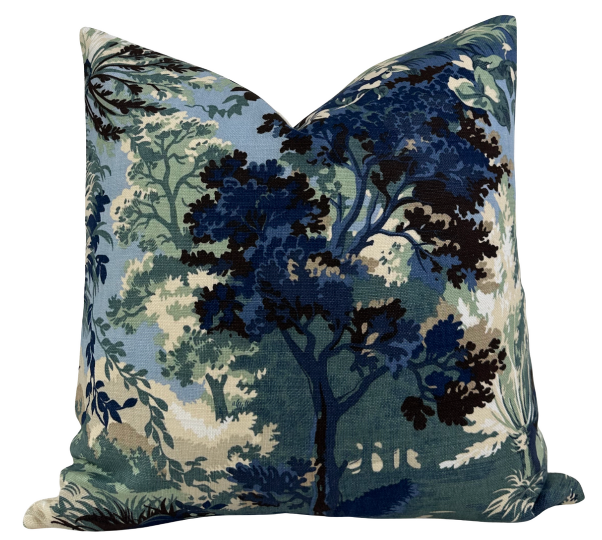 Lincoln Toile Pillow Cover in Navy and Green