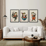 Funny Frog and Cat. Japanese Art. Matsumoto Hoji Poster
