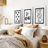 Black and White 8 Ball Cherry Art Set of 3 Prints