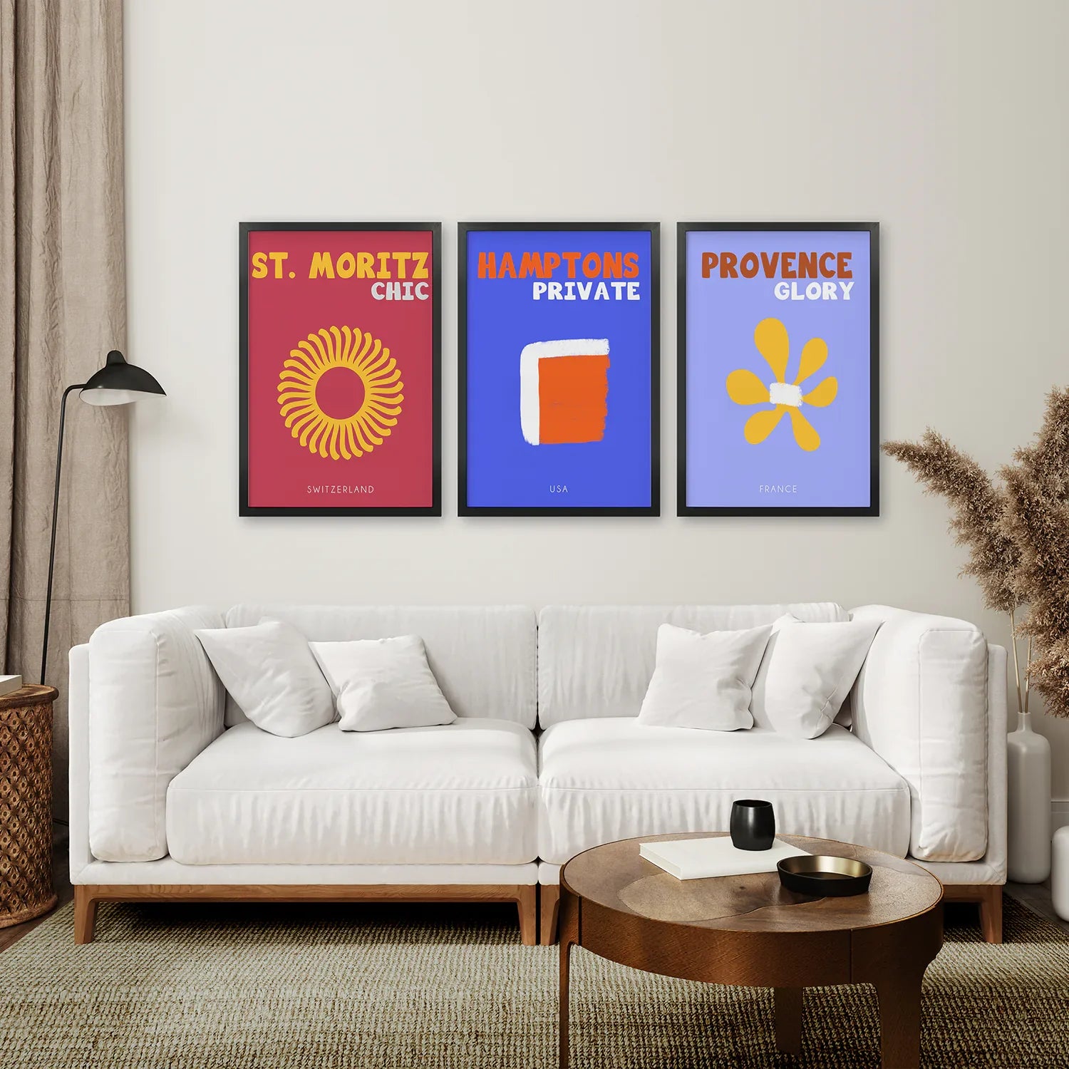 Maximalist Style Set of 3 Posters. Travel Theme