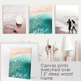 California Surfing Vibe. Beige Turquoise Coastal Prints Set
