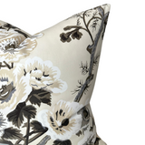 Pyne Hollyhock Pillow Cover in Charcoal, Schumacher Textiles