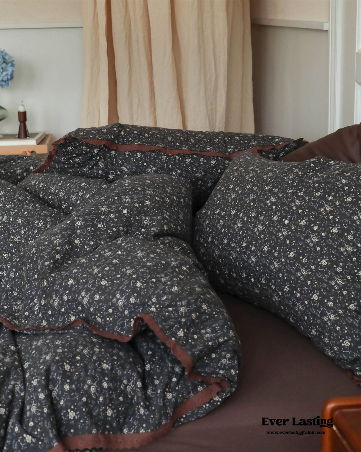 Anaya Rose French Vintage Bedding Set / Black + Brown