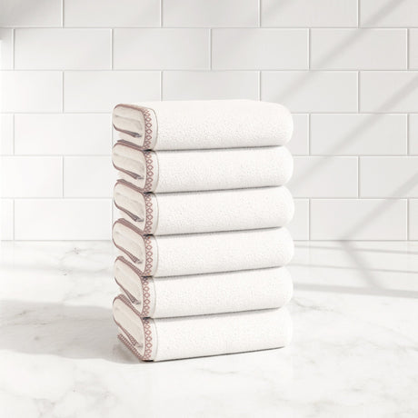 Cotton Border-Stitched 6-Piece Towel Set - Valery Collection