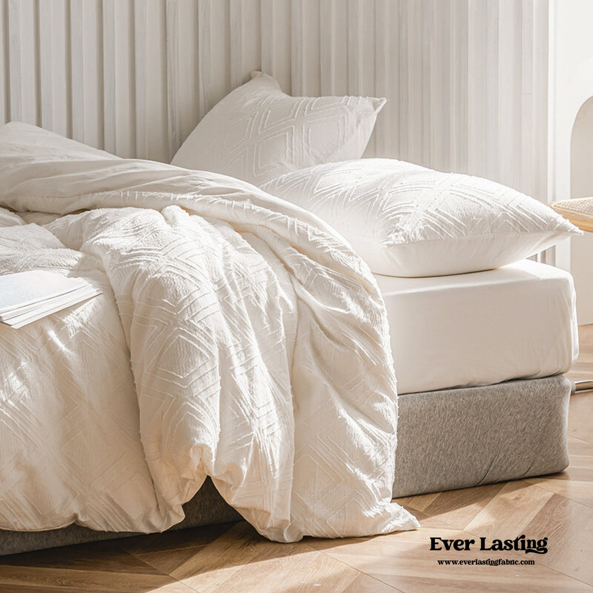 Boho Tufted Bedding Set / Gray