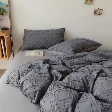 Boho Tufted Bedding Set / Gray
