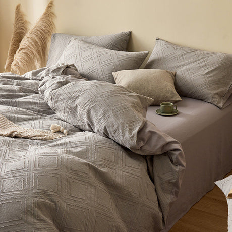 Boho Tufted Bedding Set / Gray