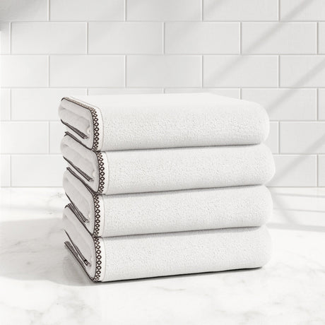 Cotton Border-Stitched 6-Piece Towel Set - Valery Collection