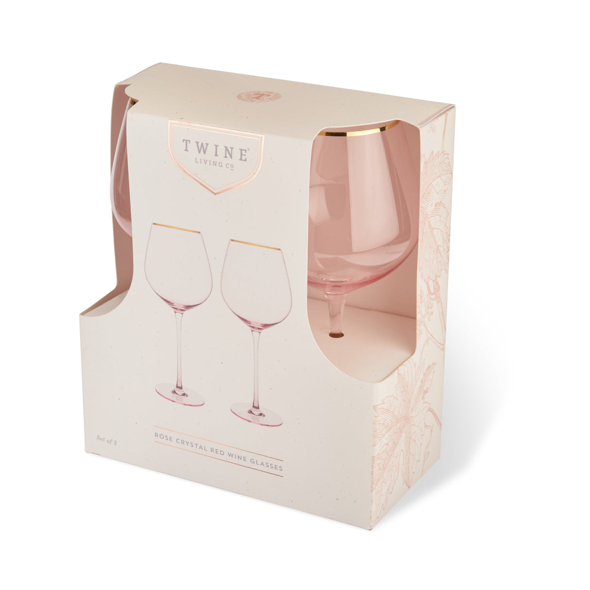 Rose Crystal Red Wine Glass Set