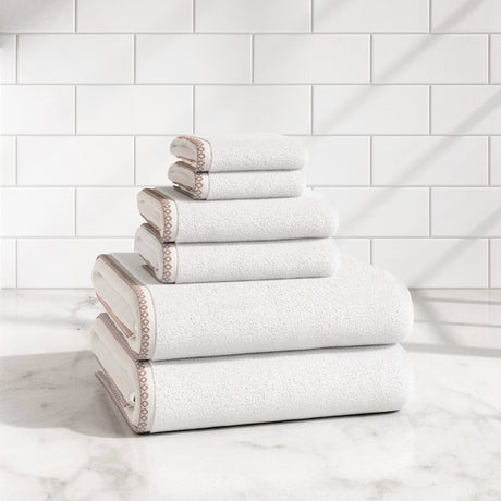 Cotton Border-Stitched 6-Piece Towel Set - Valery Collection