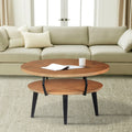 Mango-Wood-Coffee-Table-with-Open-Shelf,-Oak-Brown-and-Black-Coffee-Tables