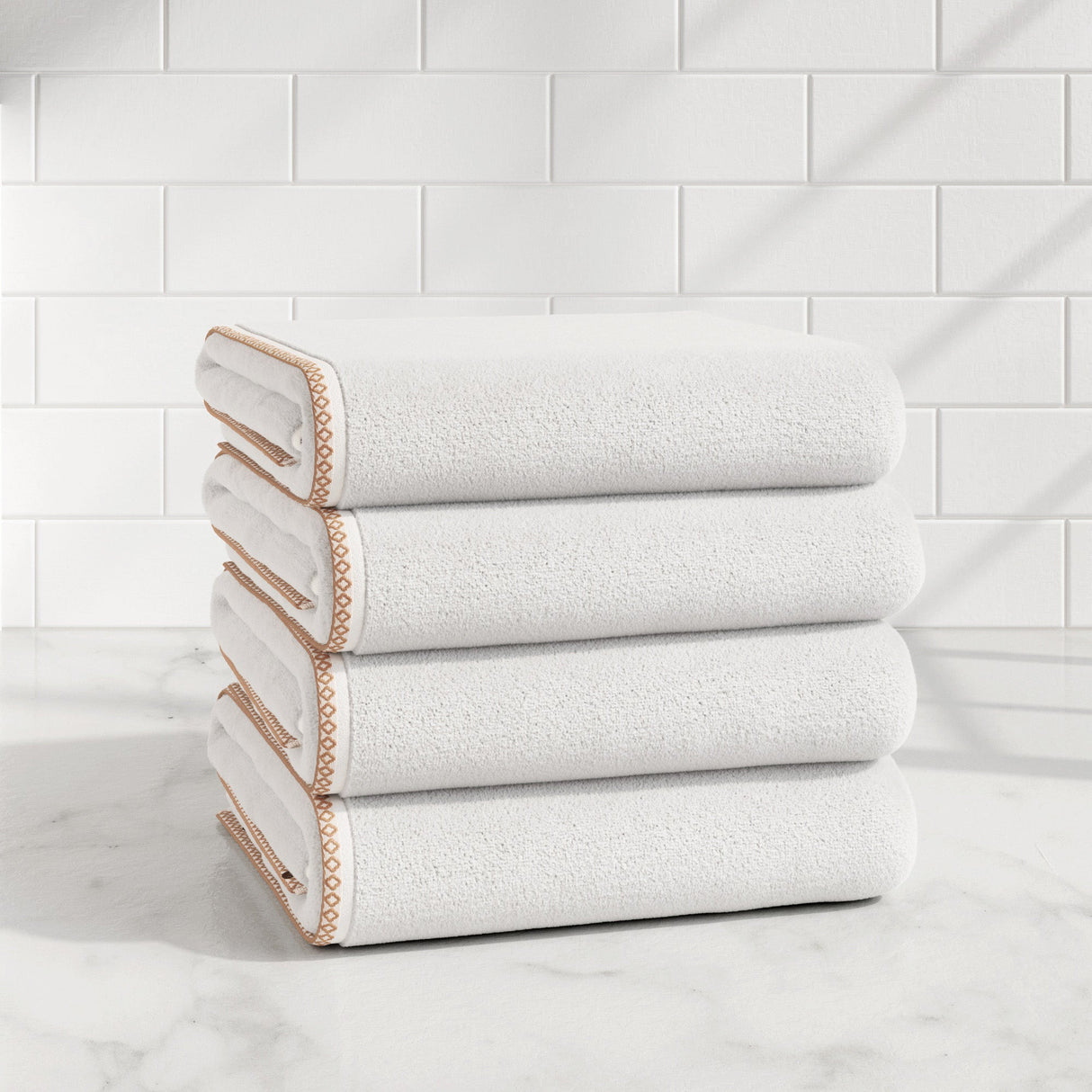 Cotton Border-Stitched 6-Piece Towel Set - Valery Collection