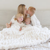 Double Ruched Faux Fur Throw Blankets