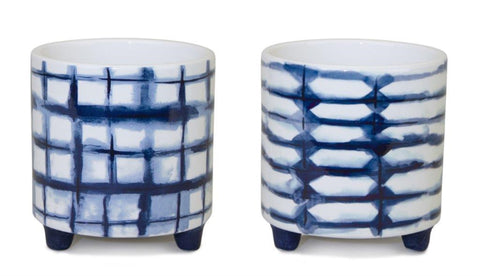 Tie-Dye-Design-Footed-Planter-(Set-of-2)-Planters