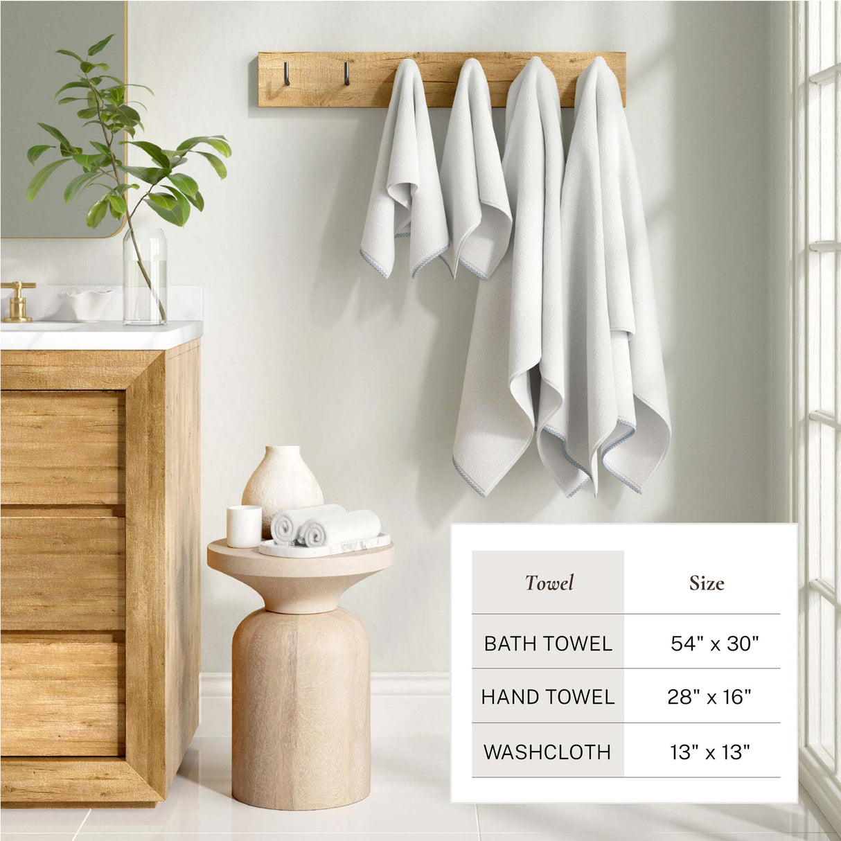 Cotton Border-Stitched 6-Piece Towel Set - Valery Collection