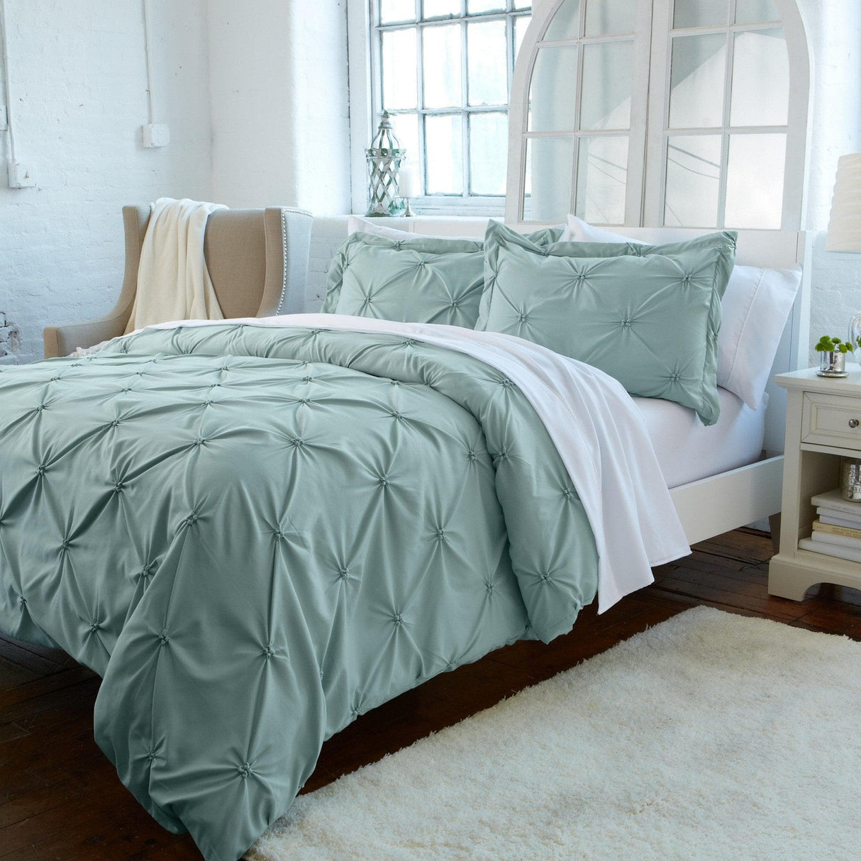 3-Piece Pintuck Duvet Cover - Analia Collection