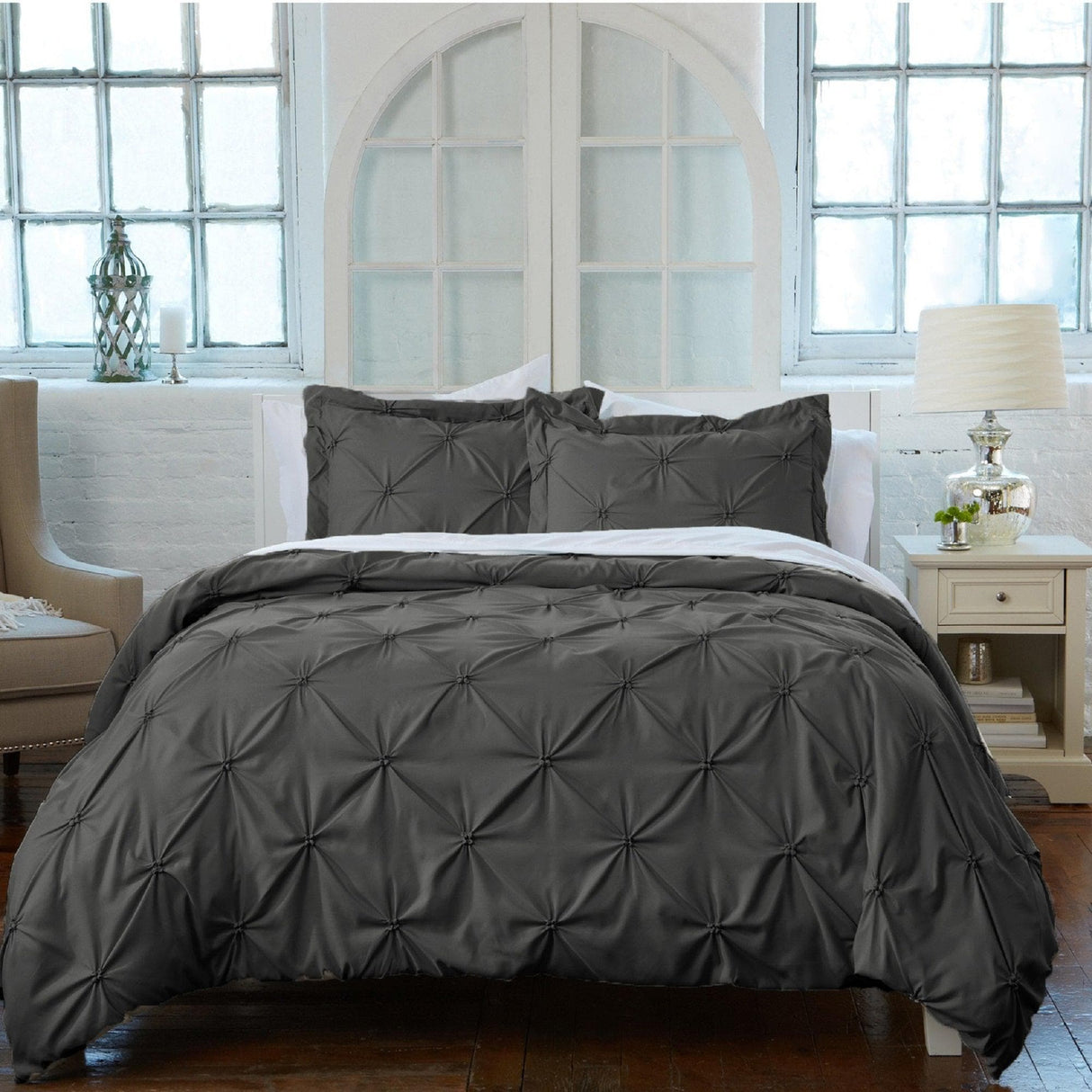 3-Piece Pintuck Duvet Cover - Analia Collection