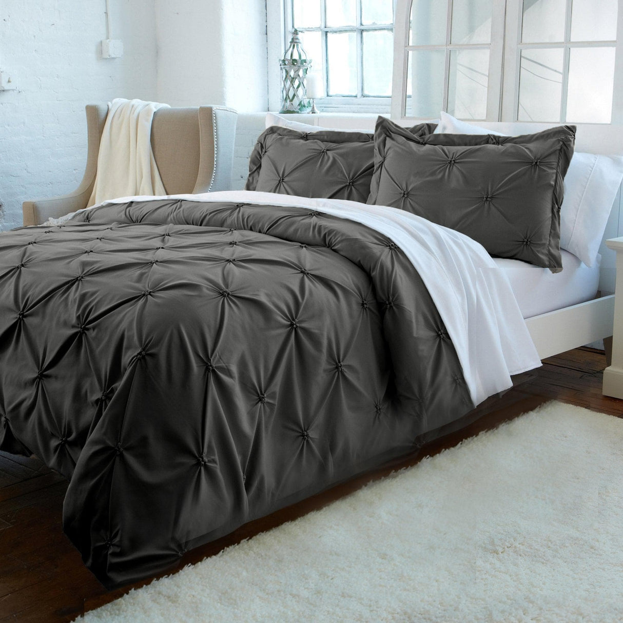 3-Piece Pintuck Duvet Cover - Analia Collection