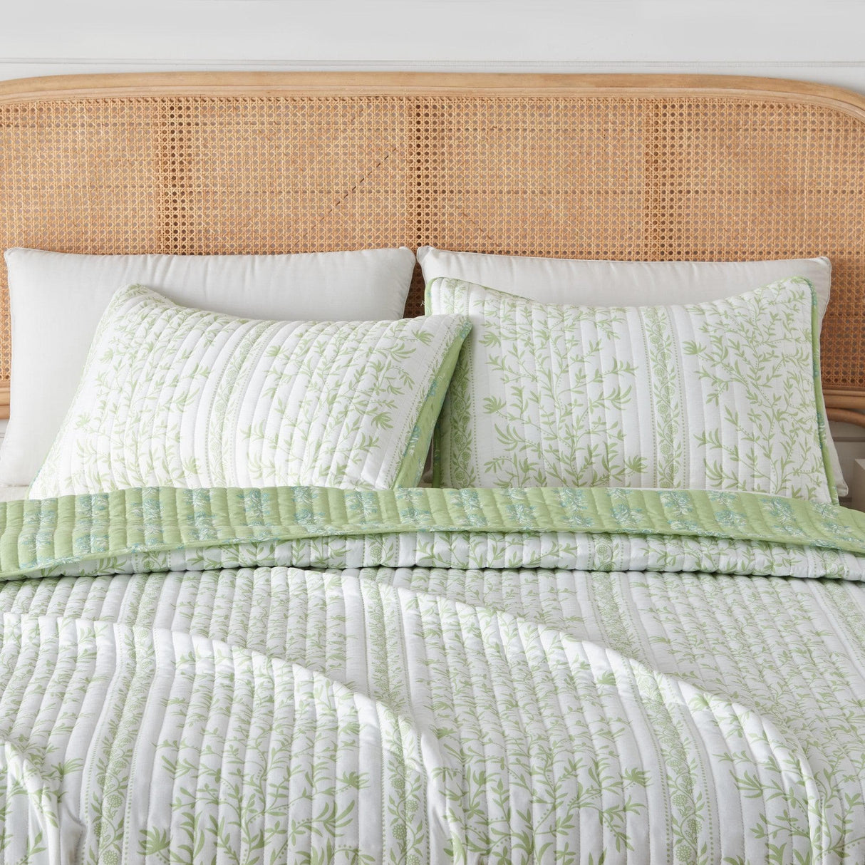Green Floral Quilt Set - Flora Collection
