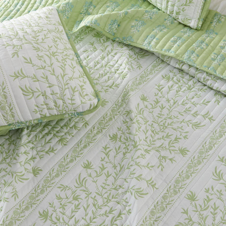 Green Floral Quilt Set - Flora Collection