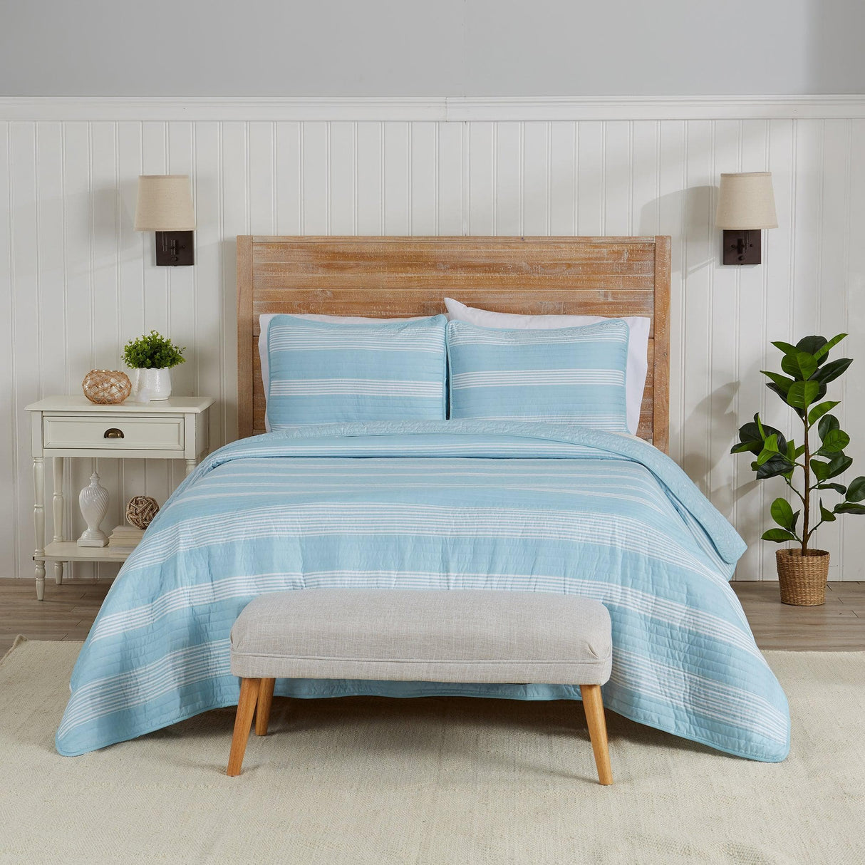 3-Piece Stripe Quilt - Madelina Collection