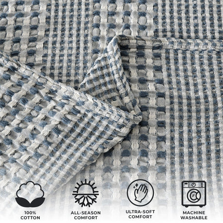 100% Cotton Waffle Weave Textured Blanket - Cecilia Collection