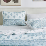 Floral Striped Microfiber Quilt Set - Hermine Collection