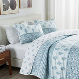 Floral Striped Microfiber Quilt Set - Hermine Collection