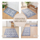 Floral Machine Washable Accent Area Rug & Runner 2 Pack - Matra Collection