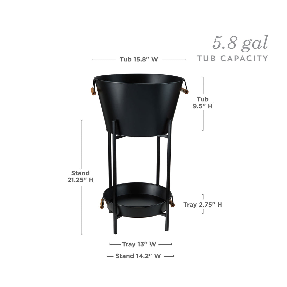 Black Beverage Tub with Stand & Tray