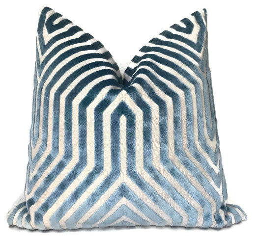 Vanderbilt Velvet Pillow Cover in Marine Blue, Schumacher Textiles