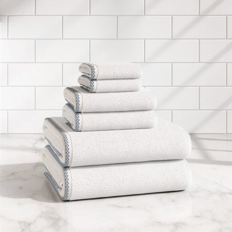 Cotton Border-Stitched 6-Piece Towel Set - Valery Collection