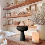 Modern Black Elevated Paulownia Wood Bowl Riser