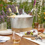 Jute Rope Wrapped Galvanized Tub
