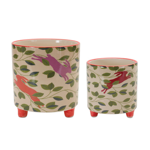 Footed-Rabbit-Pattern-Planter-(Set-of-2)-Planters
