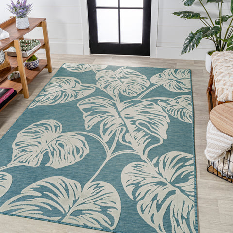 High-Low-Two-Tone-Monstera-Leaf-Indoor/Outdoor-Area-Rug-Rugs