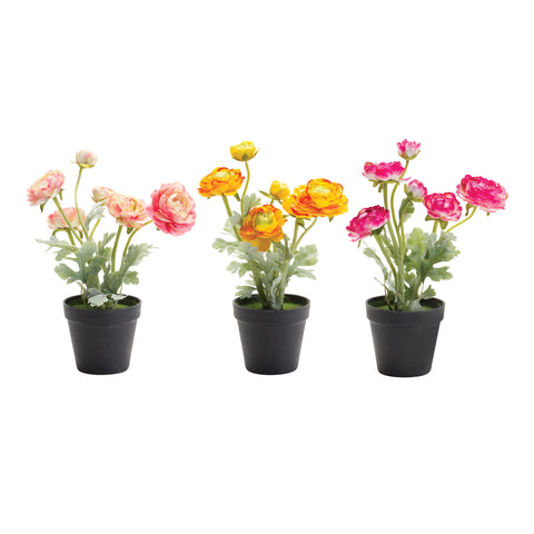 Potted-Ranunculus-Flower-(Set-of-3)-Decorative-Vases