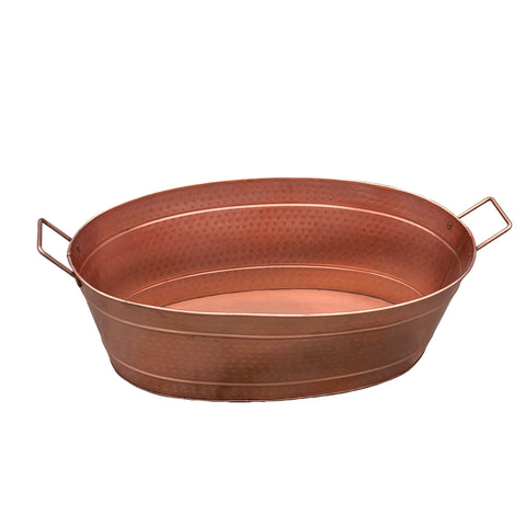 Oval-Shape-Hammered-texture-Metal-Tub-with-2-Side-Handles-Beverage-Cooler