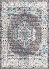 Vintage Medallion Area Rug - Gray/Ivory / 7'9" x 10'