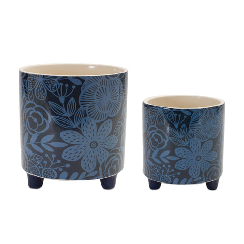 Footed-Floral-Pattern-Planter-(Set-of-2)-Planters