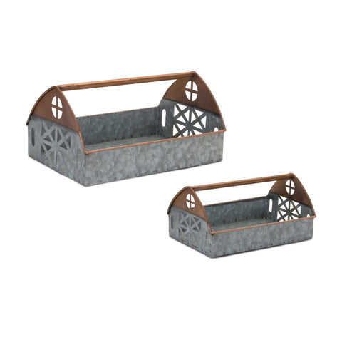 Galvanized-Metal-Barn-Caddy-Tray-(Set-of-2)-Decorative-Trays